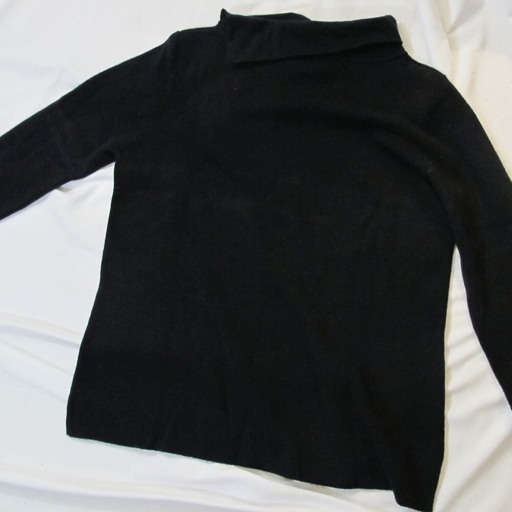 Talbot’s Black Merino Wool Split Neck Sweater Pl - image 5
